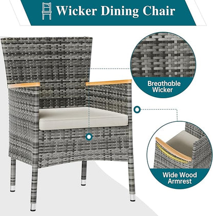 Shintenchi 7 Piece Patio Dining Set, Wicker Patio Conversation Set