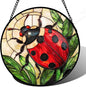 Stained Glass Window Hanging - Red Seven-Spotted Ladybug Sun Catcher for Door Home Decor Insect Suncatcher Christmas Mother's Day Birthday Gifts for Women Men Mom Nana 11.8 in