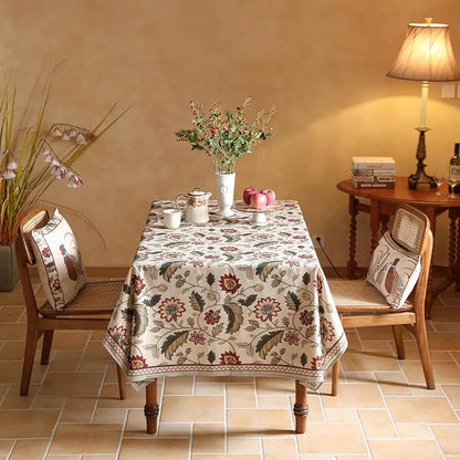 ISAENNE Designer Provence Floral Long Rectangle Tablecloth,Linen Colorful Washable Indoor Table Cloth,Durable Decor Tablecloths for Dining Thanksgiving Kitchen Christmas,63"*102"-Ratina