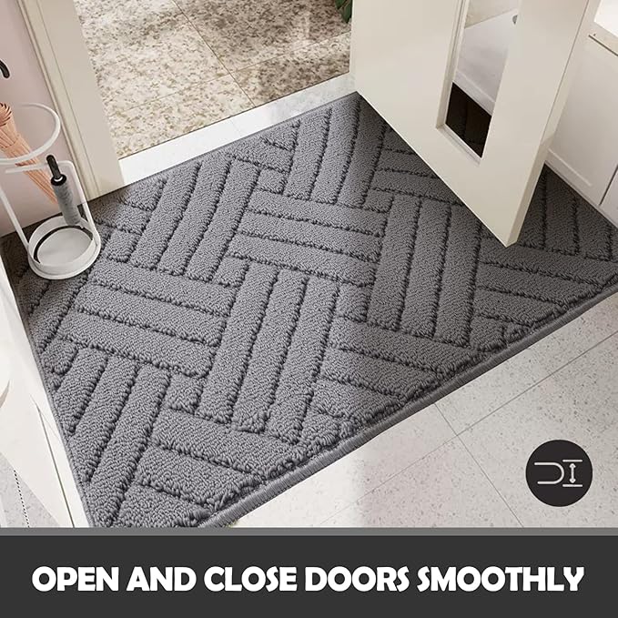 Door Mat Indoor, Non-Slip Rubber Backing Entry Rug & Door Mats, Low-Profile Entryway Rugs, Absorbent Resist Dirt Doormats Machine Washable Inside Floor Door mat,Grey 20"x31.5"