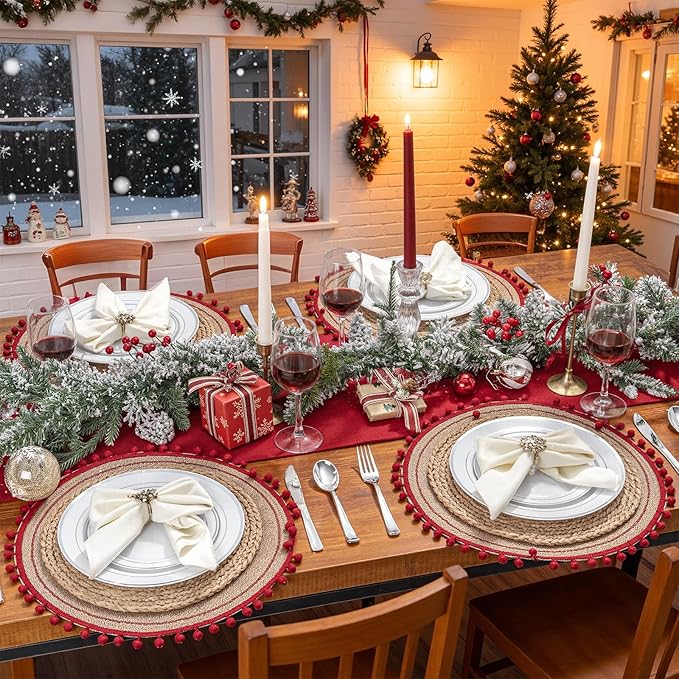 WDF 120PCS Plastic Christmas Plates White Silver Rim - Disposable Plates including 60PCS for Dinner 10.25inch, 60 Salad/Dessert Plates 7.5inch Heavy Duty Wedding