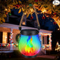 Halloween Solar Flame Lantern Hanging Outdoor Waterproof Purple - 2 Pack Flame Lanterns with Dual Charging Modes of Solar & USB for Garden or Yard Halloween Decorations (Multicolor - 1 Pack)