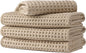 Microfiber Waffle Face Towels, 4 Pieces, Soft, Absorbent, Fast Drying, Lint Free (Beige)