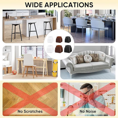 BALEINE 24 Pack Silicone Chair Leg Floor Protectors, Stool Leg Protectors Cap, Non-Slip Chair Leg Caps for Hardwood Floors (Clear & Large (Square), 24 Pack)