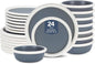 Stone Lain Capri 24-Piece Dinnerware Set Stoneware, Plates and Bowls Set, Microwave and Dishwasher Safe, Dish Set for 8, Grey