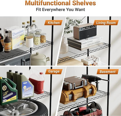 Simple Deluxe Heavy Duty 4-Shelf Shelving with Wheels, 35.43" D x 17.72" W x 61.02" H Adjustable Steel Organizer Wire Rack 1000 Lb Capacity, Chrome, 2 Pack