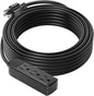 VIVOSUN 50 ft Extension Cord, 3-Outlet Power Strip with 1800W Surge Protection, 15A 14 AWG, Flat Heavy Duty Extender for Indoor Outdoor Use, Garden Home Office, Black