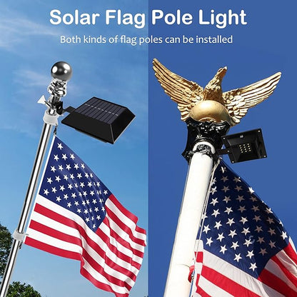 Solar Flag Pole Light, Bright White 6000k Flagpole Light Upgrade Solar Powered
