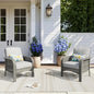 HOOOWOOO Patio Furniture Set,2 Pieces Outdoor Wicker Chairs Set,All Weather Bistro Chairs with Comfy High Back,Light Gray