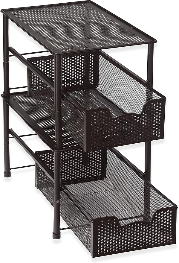Simple Houseware Stackable Under Sink Cabinet Sliding Basket Organizer Drawer, Bronze