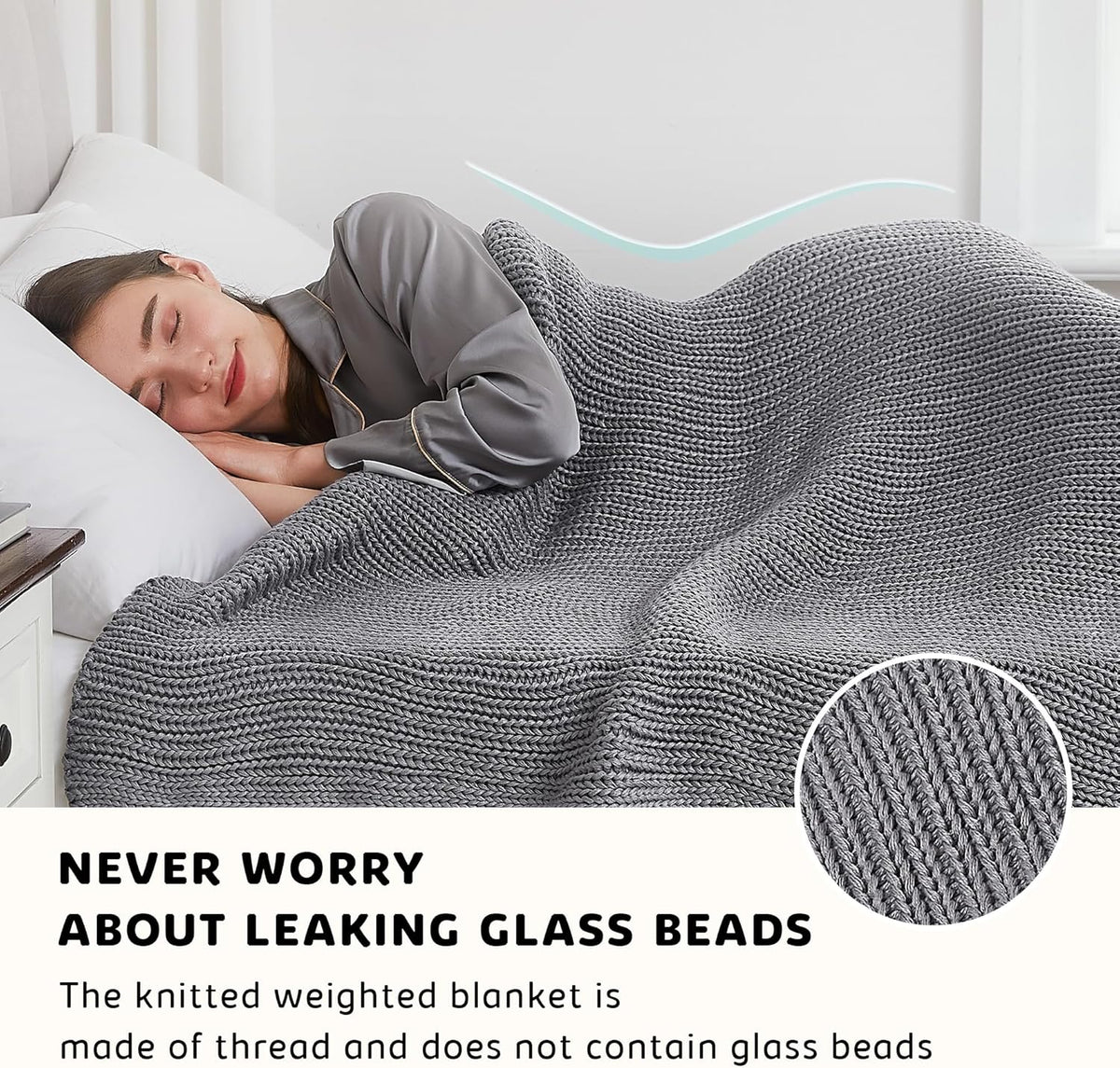 L'AGRATY Knitted Weighted Blanket - 48"x72" 12lbs Cooling Chunky Knit Heavy Blanket for Adults Braided Crochet Throw Thick Cable Yarn Knit Decorative No Beads Evenly Weighted Machine Washable