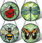 Stained Glass Window Hanging 4 Pcs Set Butterfly Dragonfly Bee Ladybug Large 11.8" - Suncatcher Door Garden Sun Catcher Decor Birthday Mother's Day for Mom Woman Nana Men