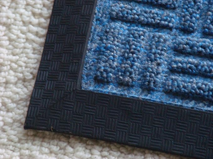 Kempf Water Retainer Entrance Mat, Indoor Outdoor Rubber Rug, Moisture Trapping, Absorbent Mat, 2 by 3-Feet, Blue