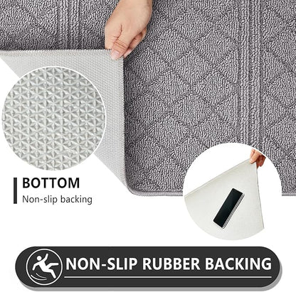 REFETONE Indoor Doormat, Front Back Door Mat 20"x32" Rubber Backing Non Slip Mats, Absorbent Resist Dirt Entrance Rugs for Entryway, Washable Low-Profile Inside Floor Mat for Muddy Wet Shoes, Grey