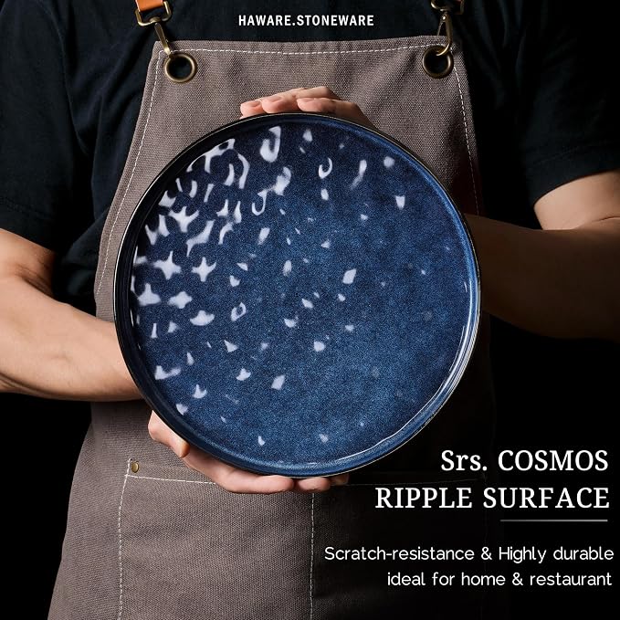 HaWare Dinnerware Sets, 16-Piece Plates and Bowls Set, Reactive Starry Blue |