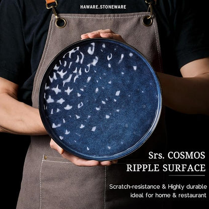 HaWare Dinnerware Sets, 18-Piece Plates and Bowls Set, Reactive Starry Blue |