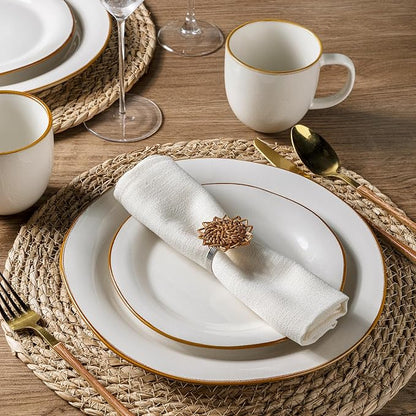 AmorArc Ceramic Dinnerware Sets, Handmade Stoneware Reactive Glaze Plates and Bowls Set, Scratch Resistant | Dishwasher & Microwave Safe Dishes Set, Service for 4 (12pc)