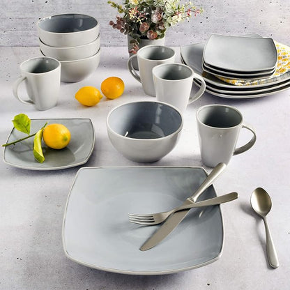 Gibson Elite Soho Lounge Square Reactive Glaze Stoneware Dinnerware Set