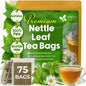 FreshDrinkUS, Premium 75 Nettle Leaf Tea Bags, 100% Natural & Pure from Nettle Leaves. Loose Leaf Nettle Herbal Tea. Nettle Leaf Tea. No Sugar, No Caffeine, No Gluten, Vegan.