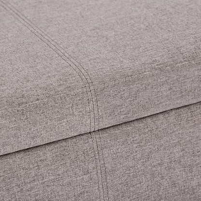 SIMPLIHOME Avalon 48 inch Wide Contemporary Rectangle Storage Ottoman Bench in Cloud Grey Linen Look Fabric, Assembled, for the Living Room, Entryway and Family Room