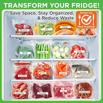 NutriChef Vacuum Sealer For Food - Automatic Air Sealing Machine for Dry & Moist Foods, LED Touch Controls, Includes Vacuum Bags, Hose & Wine Stopper, High Suction Power