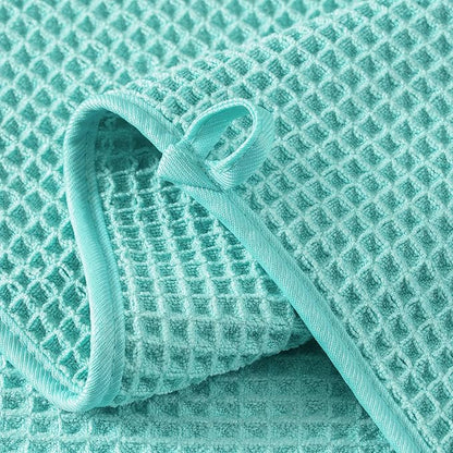 Microfiber Waffle Face Towels, 4 Pieces, Soft, Absorbent, Fast Drying, Lint Free (Turquoise)