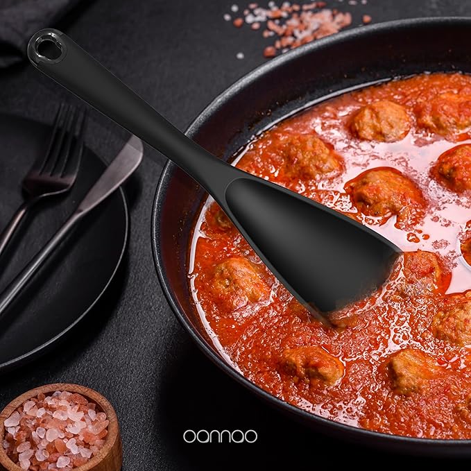 Thickened Silicone Kitchen Utensils Set, 600°F Heat Resistant Silicone Cooking Utensils, Spatula, Spoon, Whisk, Tongs, Kitchen Gadgets Sets for Nonstick Cookware, Dishwasher Safe BPA Free (Black)