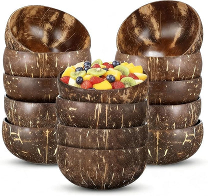 Jungle Culture 14 Pcs Bulk Coconut Bowls • Large 13–14 cm / 5.3-5.9" Natural
