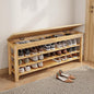Shoe Rack Bench Seat Rubberwood 3-Tier Wooden Storage Bench 550lbs Compact Mid-Century Modern Design for Entryway, Hallway, Closet, Front Door Entrance, Foyer