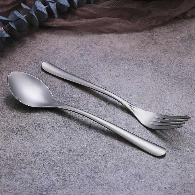 Titanium Cutlery Set, Lightweight Flatware, Modern Design, Dishwasher Safe, Service for 1 (2)