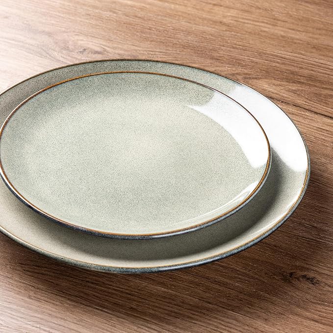 AmorArc Ceramic Dinnerware Sets for 4, 12 Pieces Handpainted Stoneware Plates and Bowls Set, Scratch Resistant Dishes Set, Dishwasher & Microwave Safe, Reactive Color