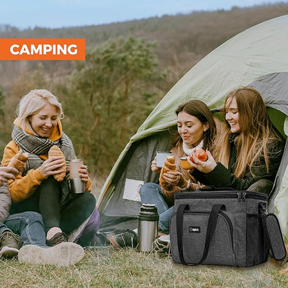 OPUX Soft Cooler Bag, Insulated Collapsible Lunch Cooler Tote for Men Work Camping Beach Travel, Portable Soft Sided Leakproof Waterproof Large Lunch Bag Box with Shoulder Strap 30 Cans, Charcoal Gray