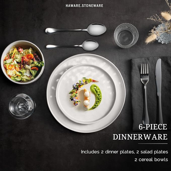 HaWare Dinnerware Sets, 6-Piece Plates and Bowls Set