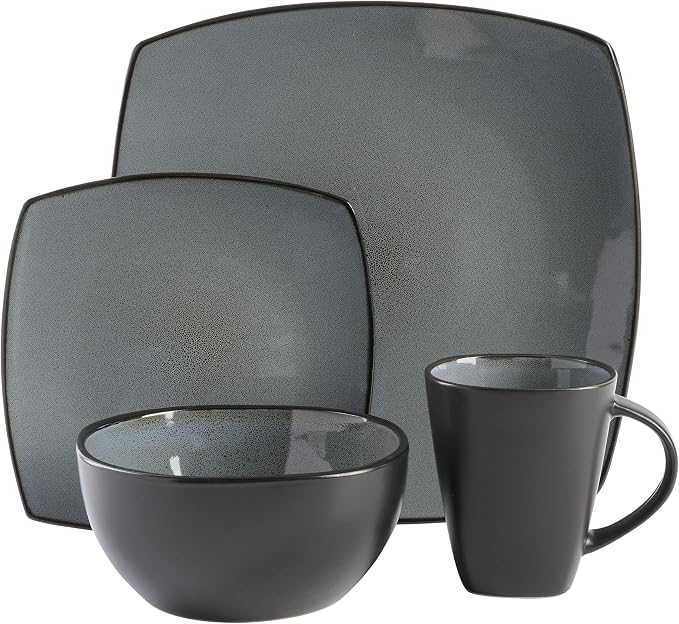 Gibson Elite Soho Lounge Square Reactive Glaze Stoneware Dinnerware Set