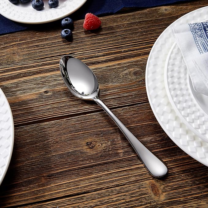 KEAWELL Premium Verona 4-Piece 7.6 inch Spoon Set – 18/10 Stainless Steel, Heavy-Duty Mirror-Finished Flatware for Daily Meals, Hosting and Special Occasions (4, Dinner Spoons)