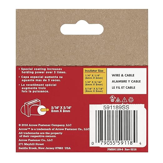 Arrow Fastener 591189SS Genuine T59 Stainless Steel Insulated Staples 5/16-Inch Leg Length, 5/16-Inch Crown Width, Clear, 300-Pack