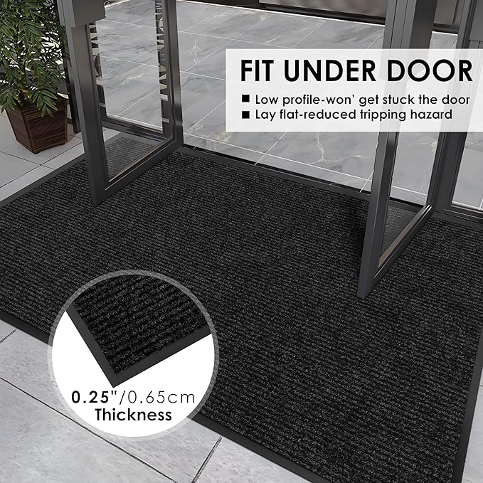 3′ x 3′ Front Door Mat Indoor Outdoor Entrance, Commercial Floor Mat Heavy Duty Dirt Trapper Entryway Doormat, Custom Size Non Slip Rubber Backing Welcome mat, Door Mat for High Traffic Area