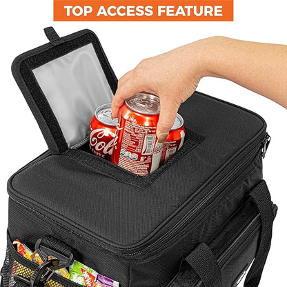 OPUX Soft Cooler Bag, Insulated Collapsible Lunch Cooler Tote for Men Work Camping Beach Travel, Portable Soft Sided Leakproof Waterproof Large Lunch Bag Box with Shoulder Strap 30 Cans, Black