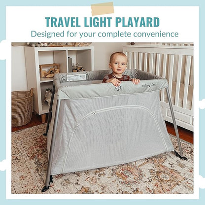 Dream On Me Travel Light Playard with Mesh Zipper Door in Grey