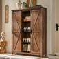 OKD Storage Cabinet with 2 Sliding Door, 7-Tier 62" Tall Farmhouse Entryway Shoe Cabinet, Freestanding Rustic Hidden Shoe Organizer for Entryway, Reclaimed Barnwood