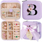 AYGXU Travel Jewelry Box for Women and Girls - Small Case With Initial A-Z - Teacher Gifts
