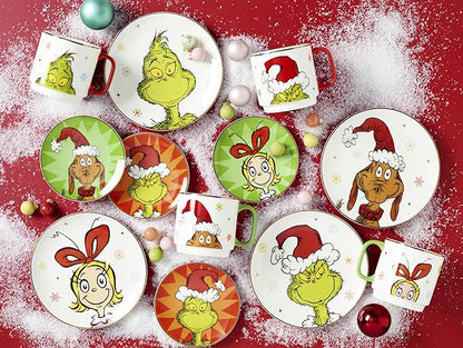 Lenox 898093 Merry Grinchmas Tidbit Plates, Service For 4, Assorted, Christmas Dishes, Dinnerware Set, Holiday