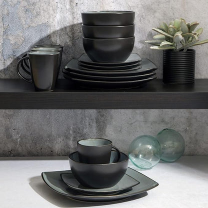 Gibson Elite Soho Lounge Square Reactive Glaze Stoneware Dinnerware Set