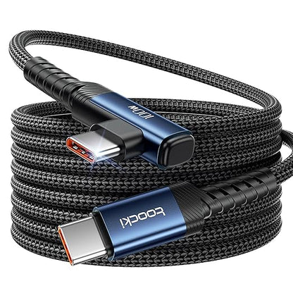 USB C Cable 10ft 100W Right Angle Fast Charging Cord, Nylon Braided USB 2.0 Cable for iPhone 17 16 15 Pro Plus Pro Max Air, iPad Pro, Samsung Galaxy S24 S23, Switch, MacBook Pro, Pixel