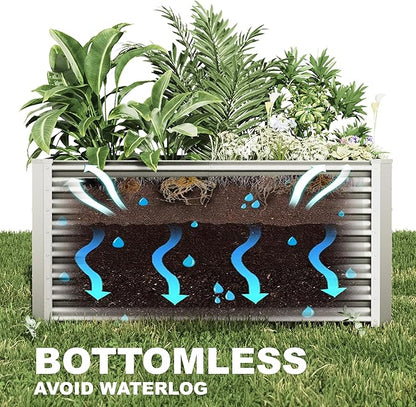 4x2x2ft Raised Garden Bed Kit, Galvanized Planter Garden Boxes Outdoor