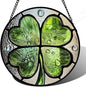 Stained Glass Window Hanging - St. Patrick's Day Green Irish Themed Gifts Sun Catcher Door Home Clover Decor Suncatcher Christmas Mother's Day Birthday Gifts for Women Men Mom Nana 6.3 in