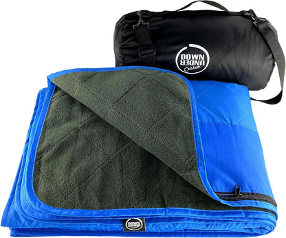 DOWN UNDER OUTDOORS Large Waterproof Windproof Extra Thick 350 GSM Quilted Fleece, or Sherpa Stadium Blanket