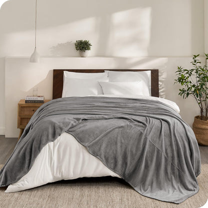 Bare Home Fleece Blanket - Giant Size - Ultra-Soft Lightweight for Bed, Sofa, and Couch - Luxury Microplush - Cozy Warm Blanket (Giant, Grey)