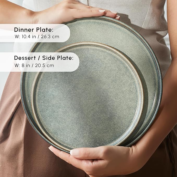 Karaca New Skal 18-Piece Dinnerware Sets for 6 People, Modern Design, Stoneware Dinner Set, Kitchen Plates Bowls, Reactive Glaze Dishwasher & Microwave Safe Dish Set
