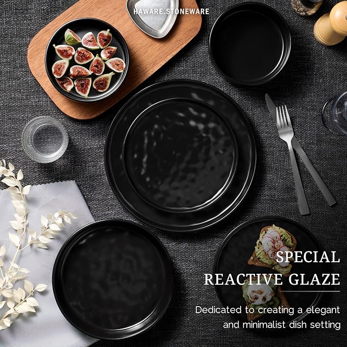 HaWare Dinnerware Sets, 24-Piece Stoneware Dish Set